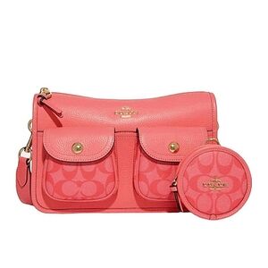 Coach Pennie Crossbody with Coin Case & Signature Canvas Detail Pink Lem…